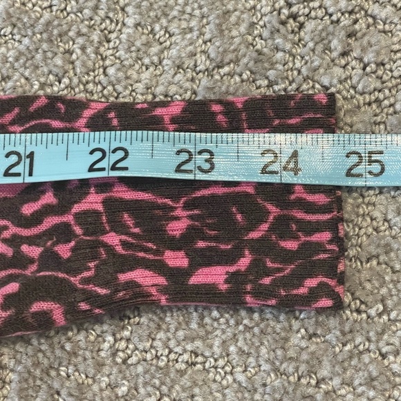 Tory Burch Merino Wool Cardigan Sweater, Pink and Brown Print, Logo Buttons, S - Picture 11 of 15